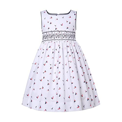 Girls Summer Casual Pattern Embroidery Smock Clothing Toddler Kids Adorable Holiday Smocked Dresses