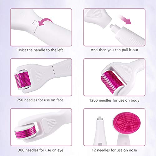 7 In 1 Derma Roller Kit - Jade Roller, Face Microneedle Roller, Facial Beauty Roller Skin Care Tools For Scarring And Face Skin Rejuvenation,Lifting, Skin_ Problems, Beard #TOP2