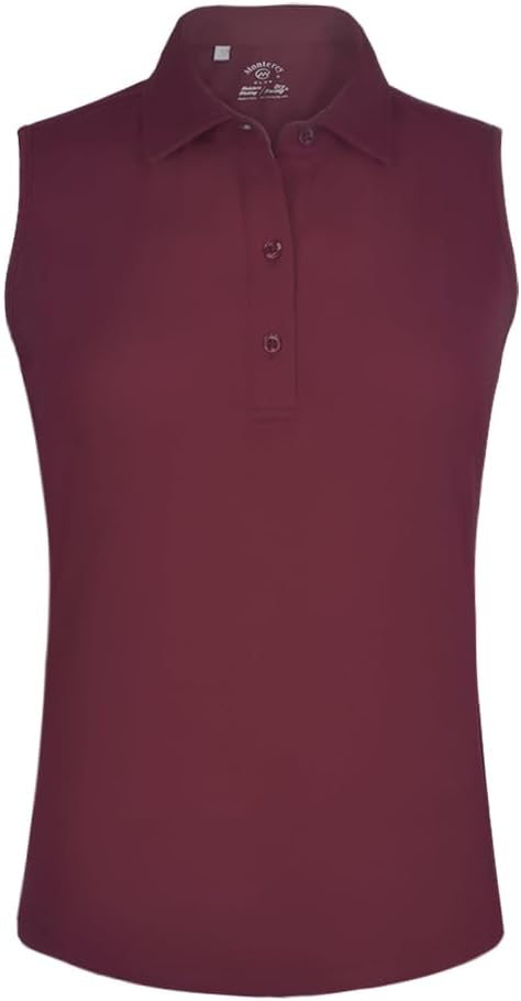 Monterey Club Women's Microfiber Tailored Collar Solid Sleeveless Polo Shirt #4063