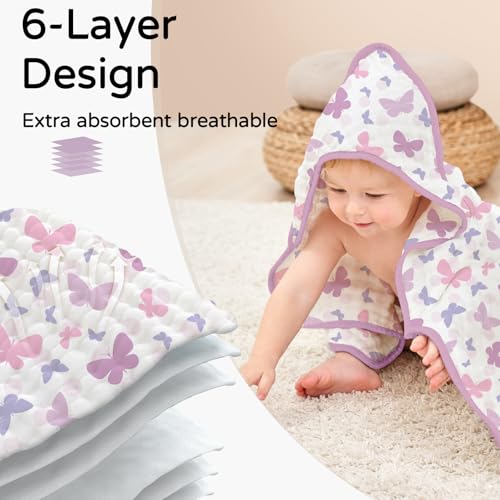 image for Yoofoss Hooded Baby Towels for Newborn 2 Pack 100% Muslin Organic Cott