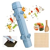 JOPHEK Kit Sushi Maker, Sushi Bazooka, Sushi Maker Juego para Hacer Sushi, Máquina para Hacer Sushi DIY, Herramienta para Enrollar Carne Vegetal, Accesorios de Cocina, Herramienta para Sushi - Azul