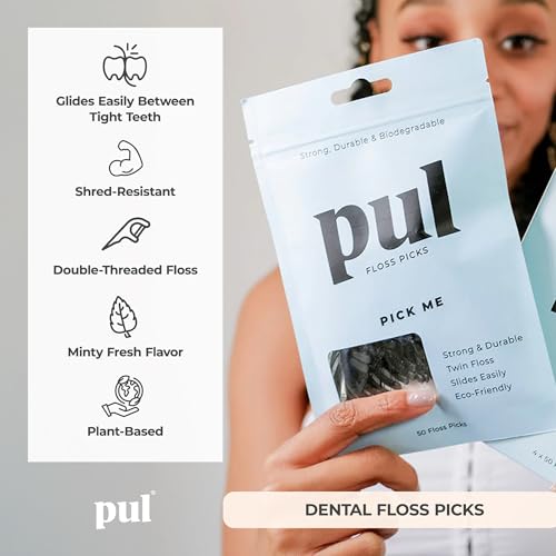 PUL Zahnseide-Picks – mit Minzgeschmack | 50 Stück | Starke, glatte Zahnseide mit ergonomischem Griff | Tragbares und hygienisches Mundpflegegerät – Bild 3
