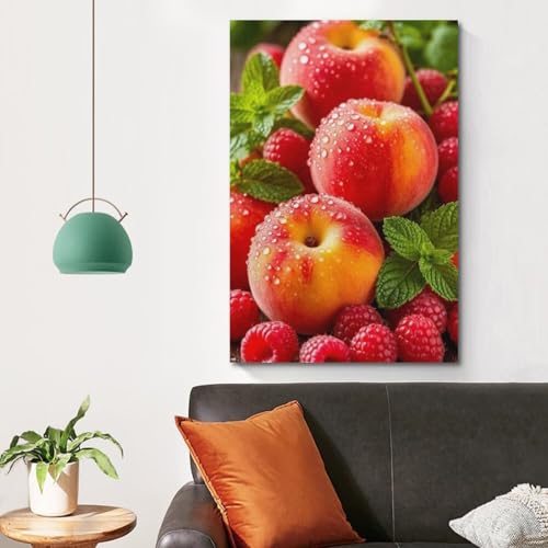 Poster pêches et framboises pour décorer un grand mur vide - 4