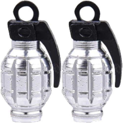 Trik Topz; LLC Valve Caps Grenade Chrome 1 Pair/Pack - HGC-CH-2PK