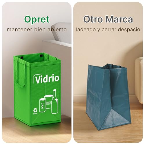 Miniatura 4 de Opret Bolsas Basura Reciclaje 3 Piezas, 30l Cubos De Basura De Reciclaje Colores Con Gran Capacidad Separadas Con Asas, Para Papelera Vidrio Plástico Casa Cocina