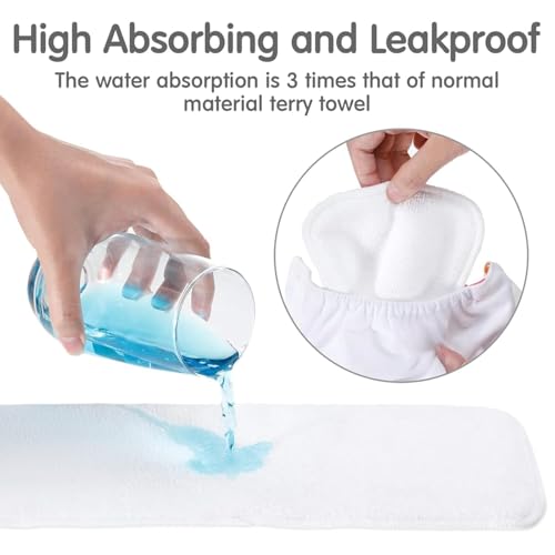 Image of Premium Reusable Baby Cotton Cloth Diapers For 0 to 3 Years With White Insert Pads Leak Proof Washable Diapers For New Born Babies Adjustable Pocket Cloth Diaper Nappies (Multicolor, Pack of 1)