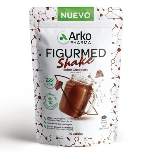 Arkopharma Figurmed Shake, 10 Batidos Sustitutivos de Comidas para Controlar el Peso, Ayuda a la Pérdida de Peso, Saciante, Sabor Chocolate 222Kcal