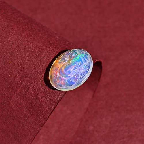 Opale de feu éthiopienne sculptée 4,45ct | Pierre AAA sans défaut de taille - 4
