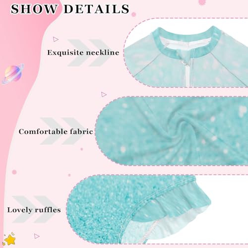 CHIFIGNO Long Sleeve One Piece Girls Swimsuit Light Blue Gradient One Piece Bathing Suit for Girls 3T4
