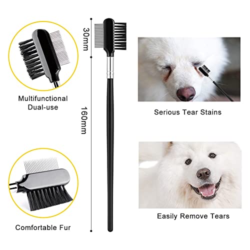 Fellkamm für Katzen und Hunde - 7-Teiliges Set mit Entwirrkamm, Augen-Kamm, Tränenfleck-Entferner, Flohkamm - Edelstahl Hundesalon Kämme für Haustiere