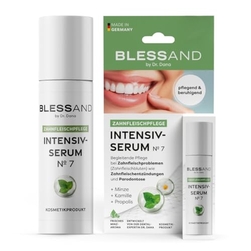 BLESSAND Zahnfleischgel - Intensivserum No.7 by Dr. Dana | Begleitende Pflege bei Zahnfleischproblemen wie Zahnfleischbluten, Entzündungen oder Parodontitis | Minze, Propolis & Kamille [10ml]