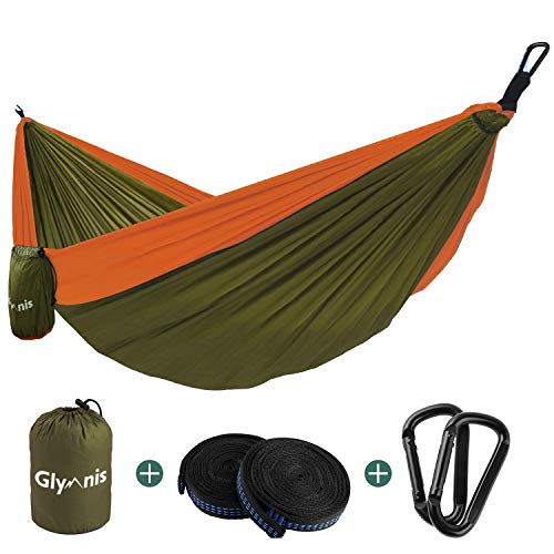 Glymnis Camping Hammock for 2 Person Nylon Lightweight Portable Double Hammock with Straps for Camping Backpacking Beach Garden