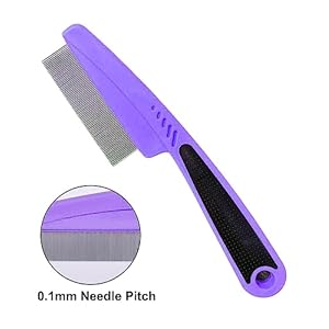 Yumflan Flea Comb with Rubber Handle, Flea and Tick Comb for Dogs & Cats, Fine Tooth Dog Comb for Grooming (Purple) Yumflan Flea Comb with Rubber Handle Flea and Tick Comb for Dogs Cats Fine Tooth Dog Comb for Grooming Purple