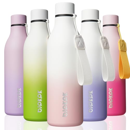 Image of BJPKPK Insulated Water Bottles, 25 oz Stainless Steel Metal Water Bottle with Strap, BPA Free Leak Proof Jugs, Mugs, Flasks, Reusable Thermal Flasks for Sports & Travel, Graceful Pink