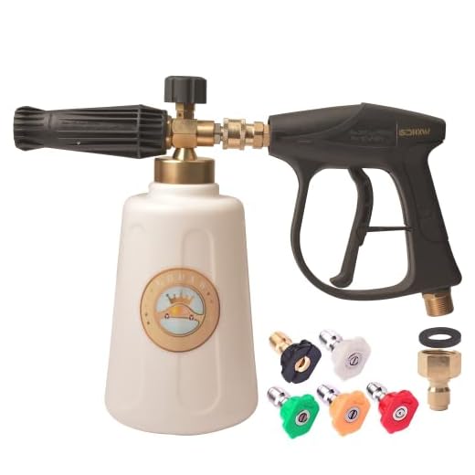 GDHXW 2 Liter Foam Cannon Pressure Washer Gun Heavy Duty Car Foam Blaster Big Mouth Adjustable Snow Foam Lance Thick Foam with 5 Nozzles and Quick Connector