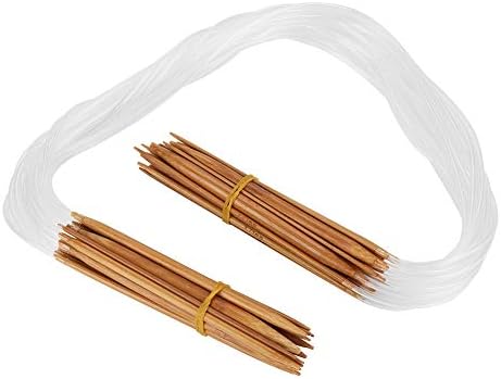 Miniatura 8 de Juego de agujas de tejer de bambú, 18 piezas, 18 tamaños, juego de agujas circulares de doble punta, 0.1-0.4in con tubo transparente blanco, agujas