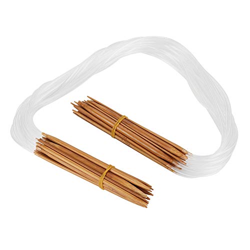 Conjunto de agulhas de tricô de bambu circular Agulha circular de ponto duplo carbonizada Agulhas de tricô de bambu circular tamanhos de 0,2 a 1 cm com tubo transparente