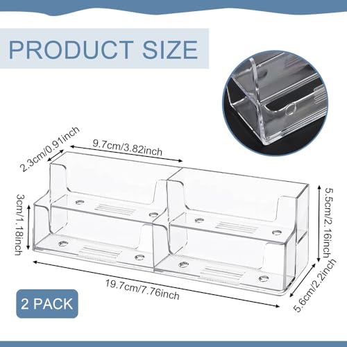 DECARETA 2 Pack Plastic Business Card Holder 2 Tiers Clear Acrylic Card Display Transparent Acrylic Business Card Stand for Office Desktop Countertop ( Capacity 400 Cards ) - Image 2