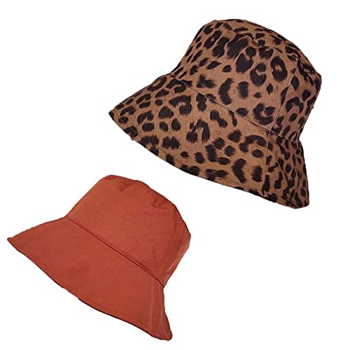 AWOCAN Winter Bucket Hat Soft Warm Herbst Winter Double-Side-Wear Reversible Leopard Bucket Hat für Frauen Mädchen (orange) Cover