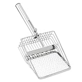 Pawccoli Cat Litter Scoop - Stainless Steel Metal Cat Litter Scoop -Large Size, Deep Shovel, Long Handle, Poop Sifting, Durable, Heavy Duty,Kitten Pooper Lifter for Litter Box
