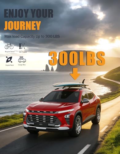 Image of KINGGERI 300lbs Cross Bars Roof Racks Compatible with Chevrolet Chevy Trax 2023-2026 2RS ACTIV LT, Heavy Duty Aluminum Roof Rails Crossbars Luggage Cargo Carrier Rooftop Car SUV Black Accessories
