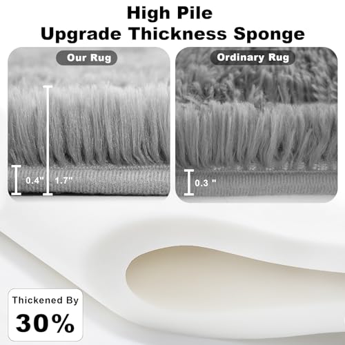 6x9 Large Plush Area Rugs for Living Room, Shag Fuzzy Rug for Bedroom, Ultra Soft Fluffy Furry Carpets for Kids Room, Indoor Carpet Nursery Rugs for Kids Room Home Decor, Light Grey