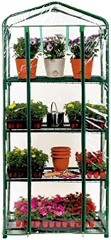 4-Tier Greenhouse โ Outdoor Gardening Hot House 27 inches Length by 19 inches Width and 63 inches Height with Zippered Cover and Metal Shelves for Growing Vegetables, Flowers and Seedlings