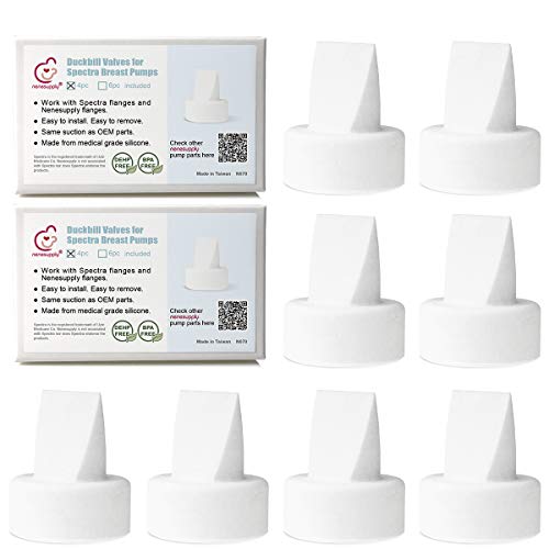 Nenesupply Compatible Duckbill Valves for Spectra S1 Accessories Spectra S2 9 Plus Breast Pump Not Original Spectra Pump Parts Not Original Spectra S2 Accesssories Replace Spectra Valves (8pc White)