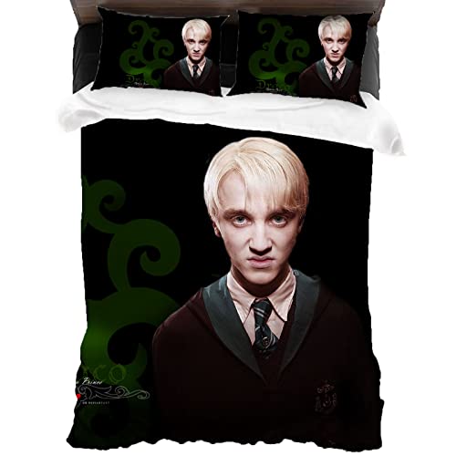 ANSSON Draco Malfoy - Juego de ropa de cama infantil de microfibra + 2 fundas de almohada, para dormitorio, hipoalergénica (155 x 220 cm, Draco1)