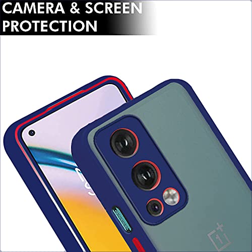 Image of TheGiftKart Hybrid Back Cover Case for OnePlus Nord 2 5G / OnePlus Nord 2 5G Pac-Man Edition | Smoked Matte Back | 360 Degree Protection | Protective Hard Back Cover Case (PC & TPU, Blue Bumper)