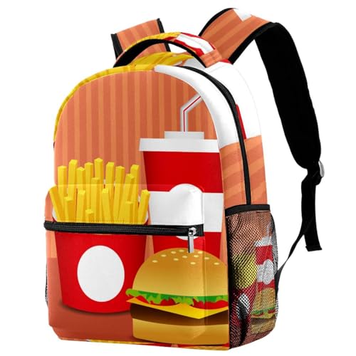 Sac à dos d'école Fast Food multicolore pour ados et enfants