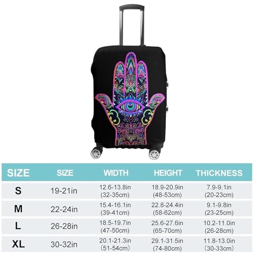Blacklight Hamsa Hand Evil Eye Bohemian Funny Luggage Cover Suitcase Protector Washable Travel Baggage Covers Fit 19-32 Inch2