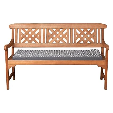 Bean Bag Bazaar Outdoor Bench Seat Pad Cushion, Charcoal Geometric, 120cm x 48cm, Fibre Filled, Water Resistant Cushions for Garden Bench or Swing, Two Seater Cover