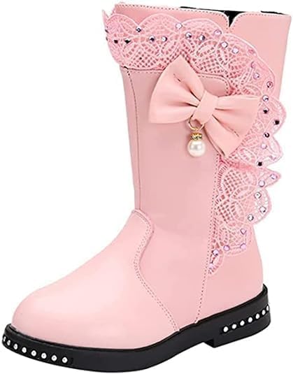 Girls Boots Lace and Bow Knot Winter Fall Mid calf Boots
