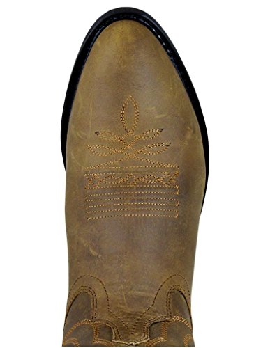 Smoky+Men%27sOiled+Distress+Brown+Leather+Western+Cowboy+Boot2