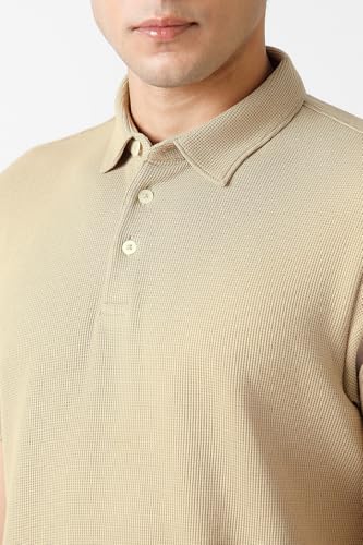 Image of Van Heusen Solid Polo T Shirt for Men | Premium Cotton | Waffle Knit Textured | Regular Fit | Elegant Style | Casual Wear