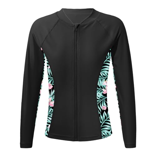 Jowowha Mädchen Badeanzug UV Shirt Langarm Rash Guard mit Reißverschluss...