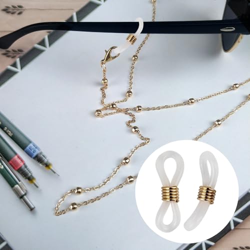 Image of 20 Pcs Eyeglass Chain Ends Anti Slip Silicone Connector, Adjustable Rubber Spectacle End Connectors for Eyeglasses