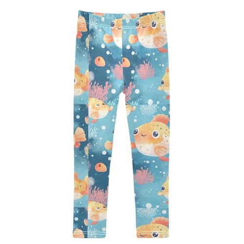 Boccsty Cute Pufferfish Pattern Bubble Girls Leggings Kids Yoga Pants Dance Active Tights 4T