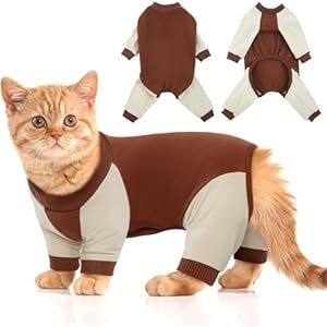 DENTRUN Cat Recovery Suit, Kitten Hair Sticky Onesie, Surgical Cone Alternative Shirts for Female Male Cat Recovery After Surgery, Cat Hair Spreading Prevent Clothes Pajama Apparel for Cats Only