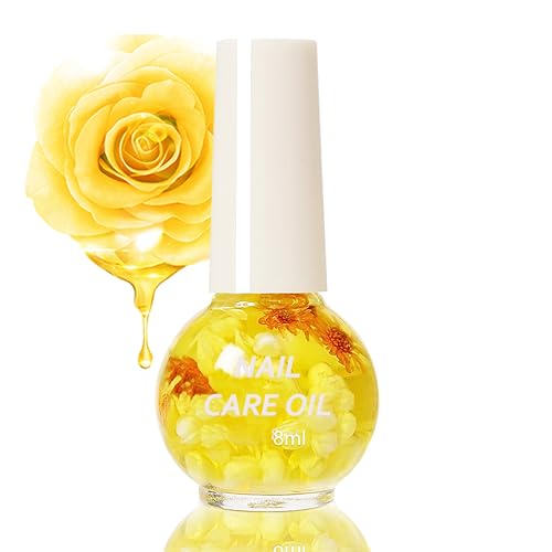 Olio per la cura delle cuticole con fiori secchi – Olio rinforzante per unghie con fiori biologici e vitamina E, olio per la cura delle unghie, per mani, unghie, cuticole, olio per cuticole con fiori