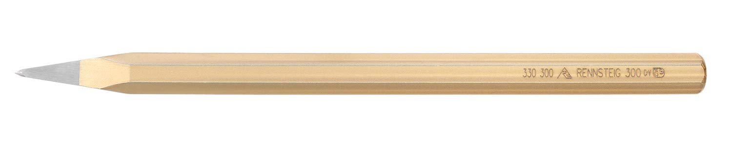 Rennsteig330 300 1 DIN 7256 Pointed Chisel, 0 V, Gold/Silver, 300 x 18 mm