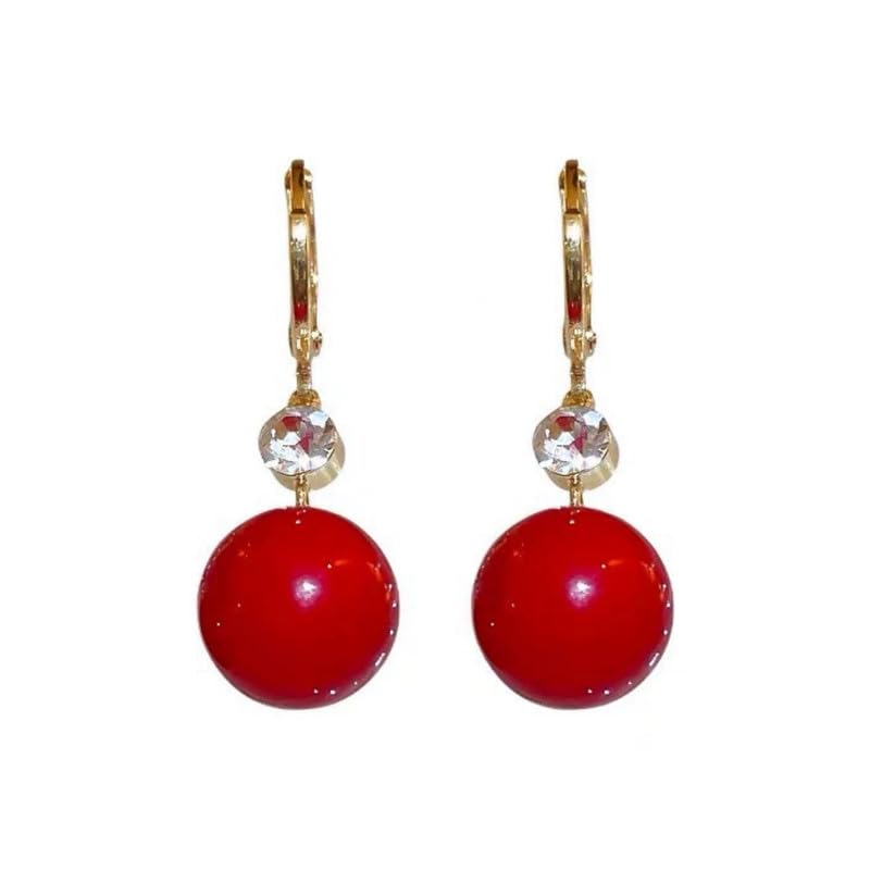 Red Pearl Natural Gemstone Drop Earrings for Women - Simple Fashionable Lightweight Earrings-image-31