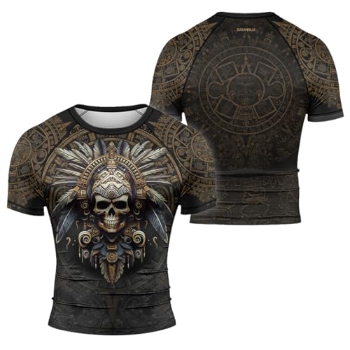 Aztec Men’s Performance Fit Compression Rash Guard Short Sleeve BJJ MMA Combat Sports Training Fightwear