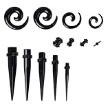 MALUGOGO Juego de 54 Piezas de Expansores de Oreja Cónicos de Acrílico Negro, Dilatadores Auriculares Ligeros y Duraderos para Punción y Expansión, Accesorios para Piercings de Cuerpo