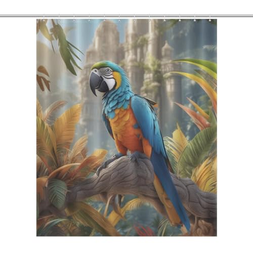 Rideau de douche perroquet 152x183 cm en polyester lavable pour baignoire