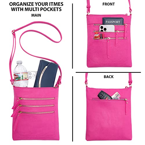 Image of Solene Crossbody Bag Functional Multi Pocket Messenger Purse Top Zip Closure Shoulder Handbag With Adjustable Strap
