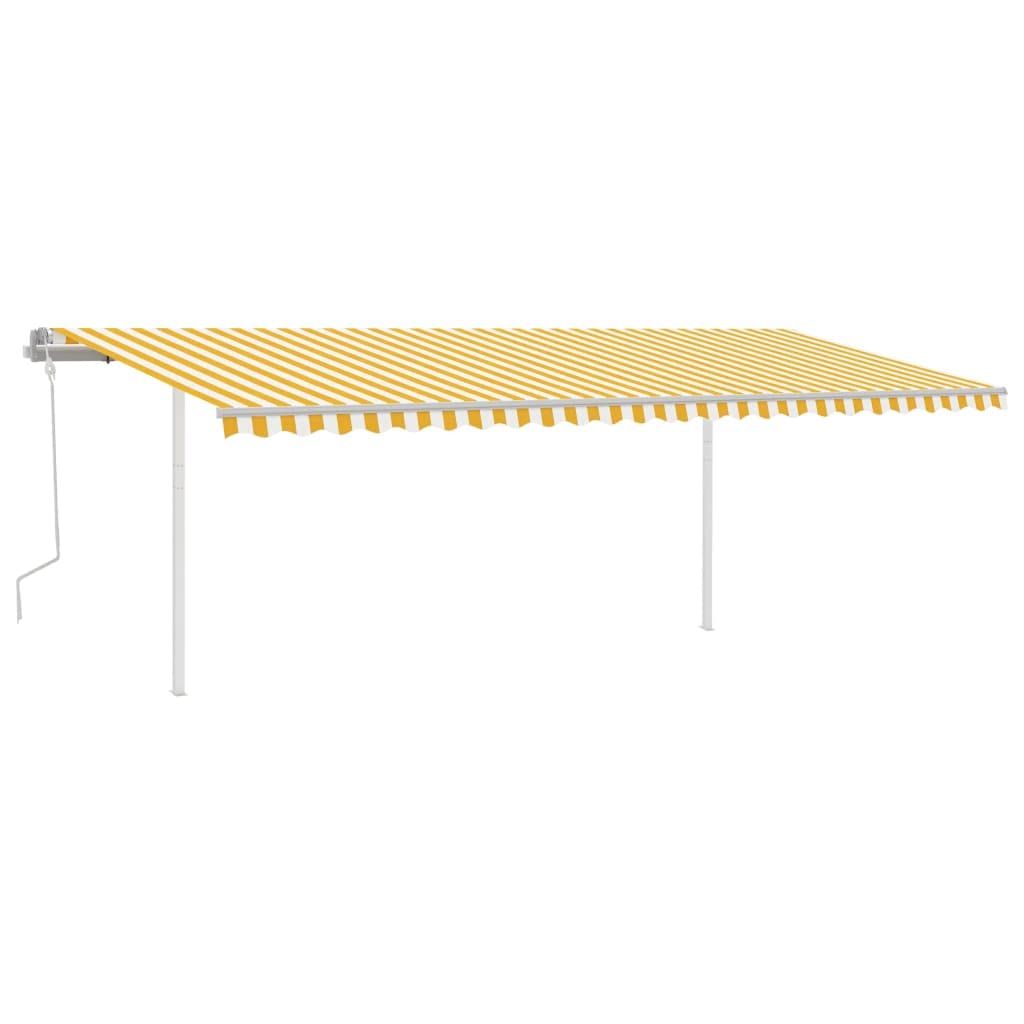 Handaufrollbare Markise mit LED, 6x3m, gelb-weiß Garten