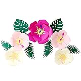 flores hawaianas png Material de alta calidad: estas flores artificiales y hojas tropicales están hechas de papel de calidad, colores brillantes, llamativos. Realistas y realistas, puedes pegar estas flores de papel en cualquier lugar que desees decorar.