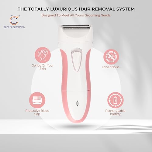 Image of Concepta Trimmer for Women Private Part - Rechargeable Double Razor Shaver - For Underarms, Bikini Line, Hands, and Legs - Battery Powered Trimmer for Women